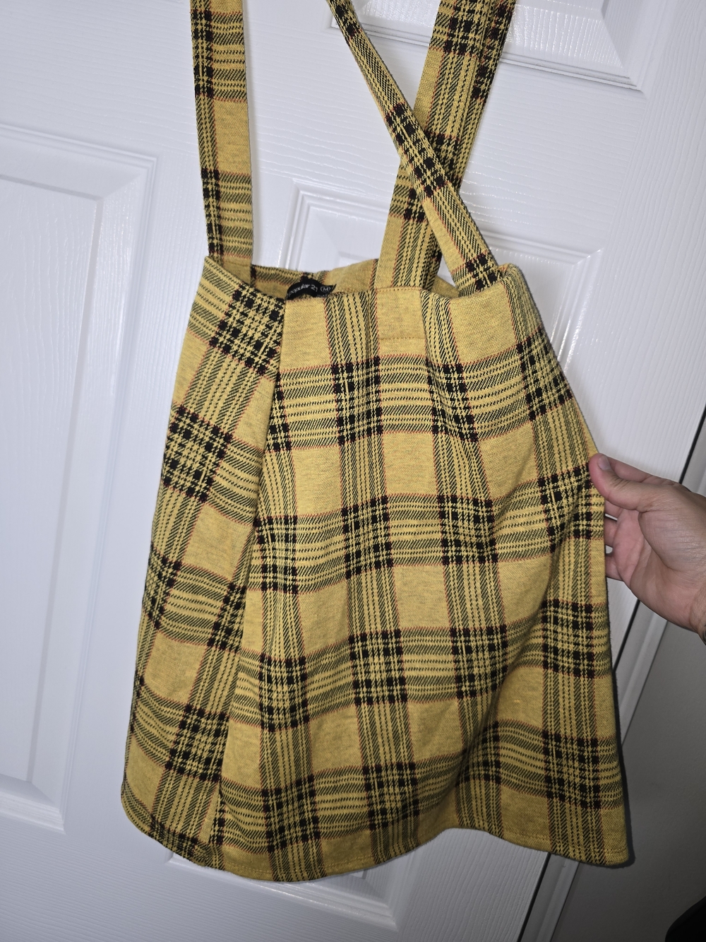 Yellow Plaid Suspender Skirt Size Medium